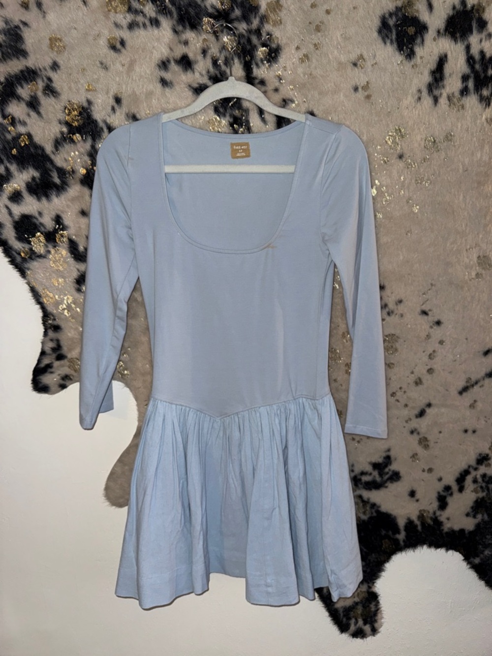 Free People Light Blue Long Sleeve Midi Dress